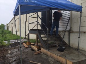  Top Rated Welding Company St. Louis Industrial Stairs in the rain
